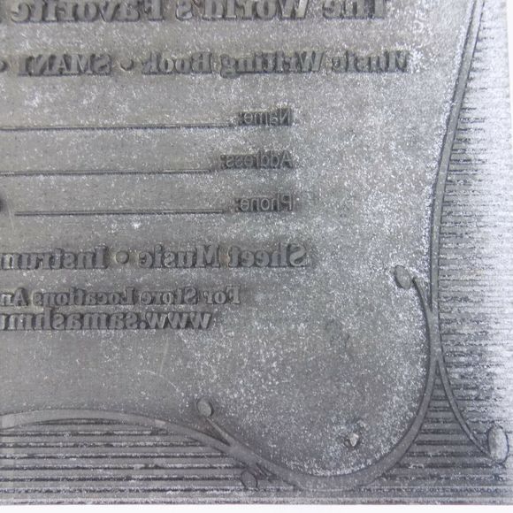 Sam Ash the complete music store rubber stamp on wood rare 7x7 - Picture 8 of 9